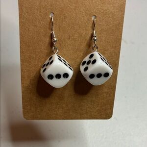 White Dice Earrings